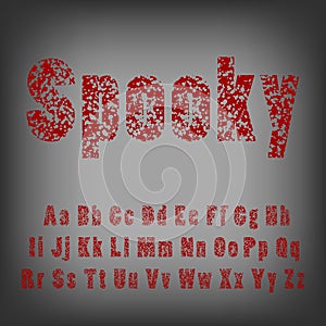 Bullet holes in letters. Spooky horror typeface font.