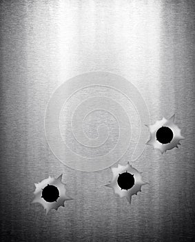 Bullet holes in metal plate