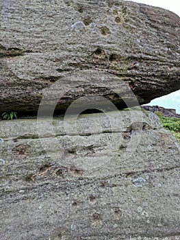 Bullet holes in the rocks in the Peak District