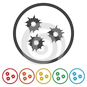 Bullet holes, Vector icons set photo