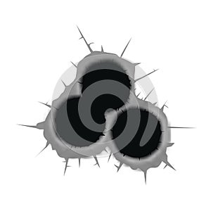 Bullet holes vector illustration.