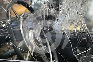 Bullet holes on the window of Adolf Hitler's car