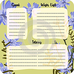 Bullet journal coloured School timetable with FLOWER AND BUTTERFLY themes. Week days, months, planner, habit tracker