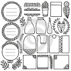 Bullet journal hand drawn vector elements