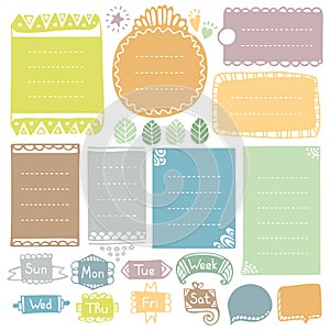 Bullet journal hand drawn vector elements