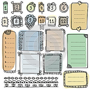 Bullet journal hand drawn vector elements