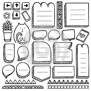 Bullet journal hand drawn vector elements