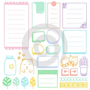 Bullet journal hand drawn vector elements