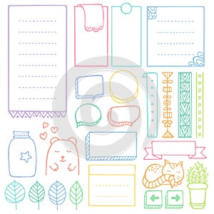 Bullet journal hand drawn vector elements