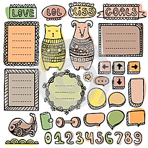 Bullet journal hand drawn vector elements