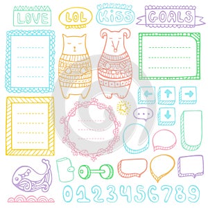 Bullet journal hand drawn vector elements