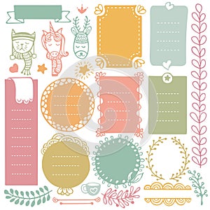 Bullet journal hand drawn vector elements