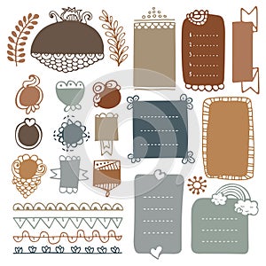 Bullet journal hand drawn vector elements