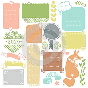 Bullet journal hand drawn vector elements