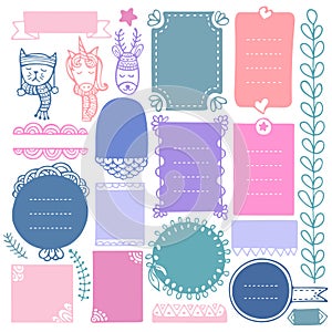 Bullet journal hand drawn vector elements