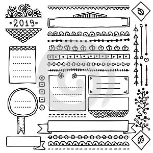 Cute doodle frames and borders for bullet journal photo