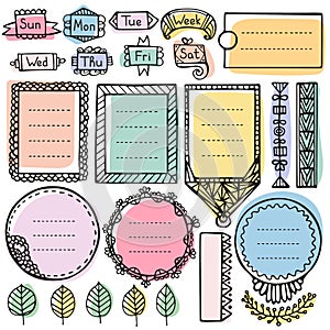 Bullet journal hand drawn vector elements photo