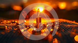 A bullet laying on top of a pile of bullets