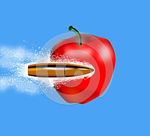 Bullet penetrating an apple