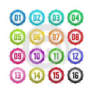 Bullet point number gradient colored design collection