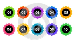 Bullet points data, info markers. icon arrow set. Number Flags 1 to 12 Flat design isolated vector. infographic