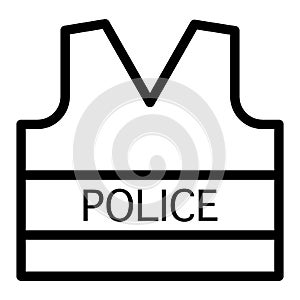 Bullet proof line icon. Flack jacket illustration isolated on white. Uniform outline style design, designed for web and