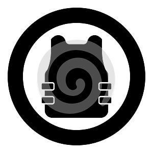 Bullet-proof vest flak jacket icon in circle round black color vector illustration flat style image