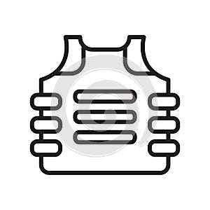 Bullet proof vest icon vector sign and symbol isolated on white background, Bullet proof vest logo concept, outline symbol, linear