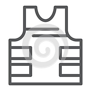 Bullet proof vest line icon, security and uniform, armor jacket sign, vector graphics, a linear pattern on a white