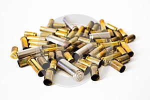 Bullet shells on a white background