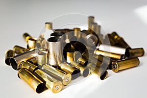 Bullet shells on a white background