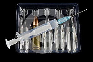 Bullet, syringe and ampoules