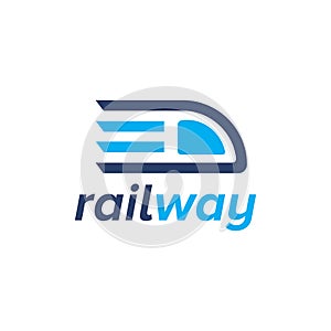 bullet train railway speed logo design