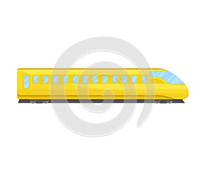 Bullet Train Of Yellow Color Flat Vector Illustration