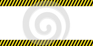 Bulletin board important announcements, yellow and black diagonal stripes, vector warn caution construction danger border