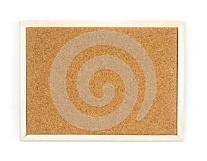 Bulletin board on white background, cork board