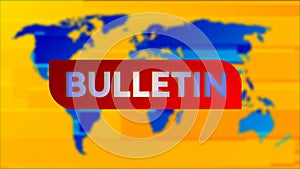 bulletin word animation on yellow news background