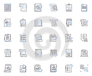Bulletins line icons collection. Announcements, Notifications, Updates, Reminders, Notices, Alerts, Memos vector and