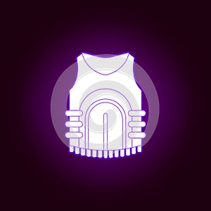 Bulletproof, vest icon in neon style. Element of war, armour illustration. Premium quality graphic design icon. Signs and symbols