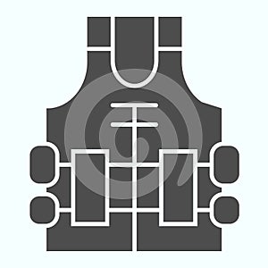 Bulletproof vest solid icon. Military vest vector illustration isolated on white. Army uniform glyph style design