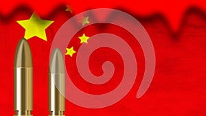 bullets on blur Chinese flag with blood concept showing humble for nation