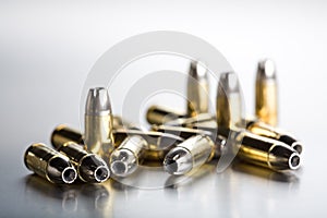 Bullets closeup on cold brushe