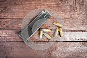 6 Bullets and loaded magazine isolated