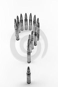 Bullets positioned as a question mark