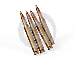 Bullets in a row, 3D rendering