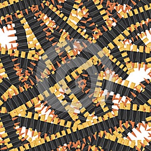 Bullets seamless pattern. Many military Bandolier. Texture army