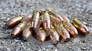 Bullets shells on concrete