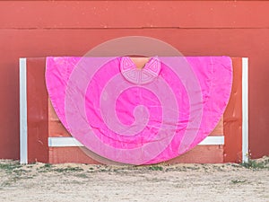 Bullfighter cape in the bullring