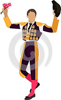 Bullfighter character vector icon isolated on white photo