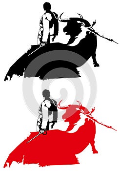 Bullfighting illustration sign